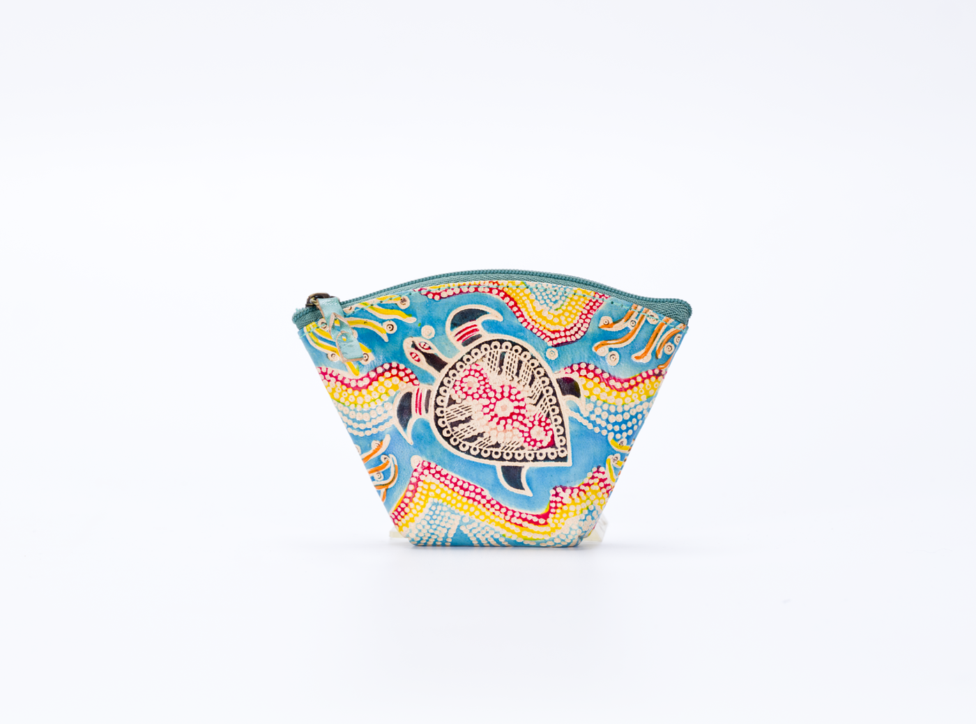 Hand-Crafted Painted Leather Purse - Turtle