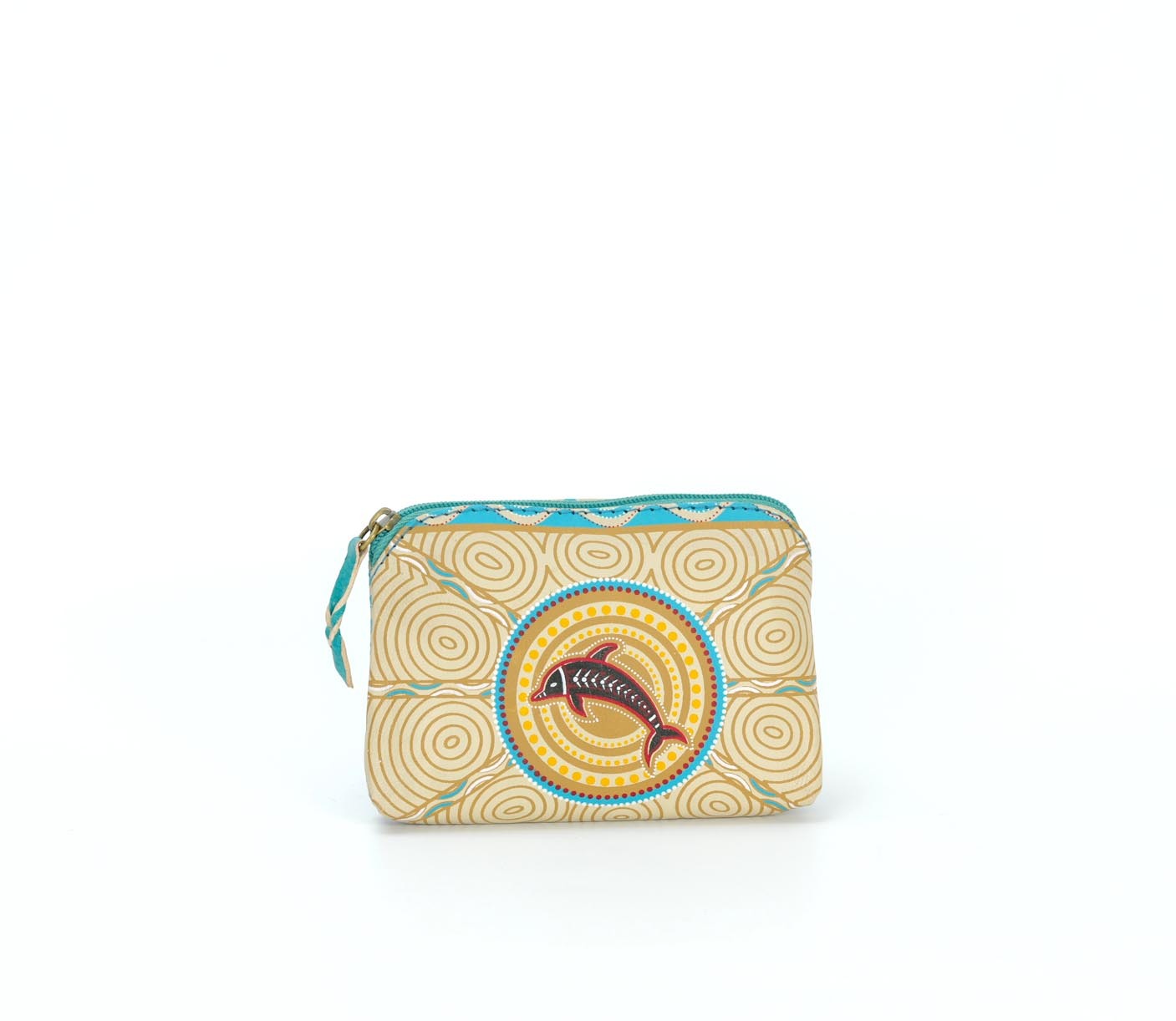 Hand Crafted and Painted Leather 'Utility Purse' - Dolphin