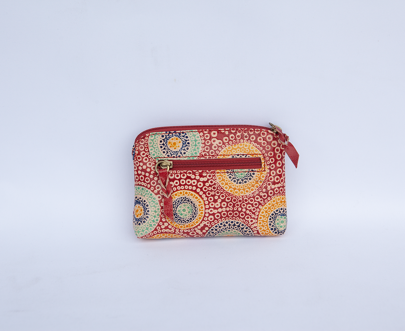 Hand Crafted and Painted Leather Utility Purse - Red Roo