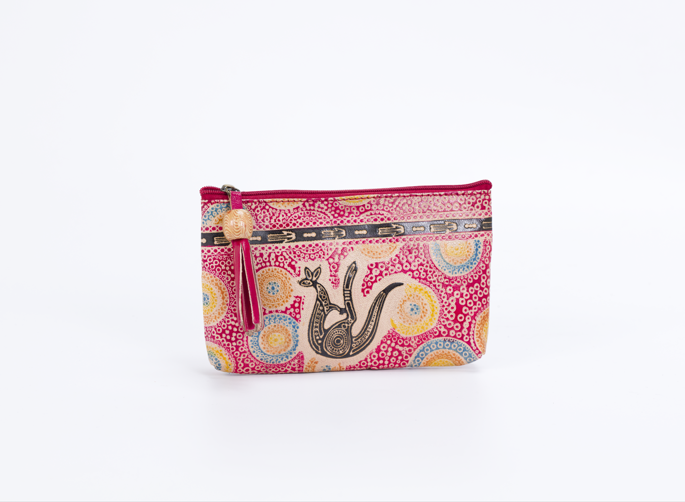 Hand Crafted and Painted Leather Vanity Case - Red Kangaroo