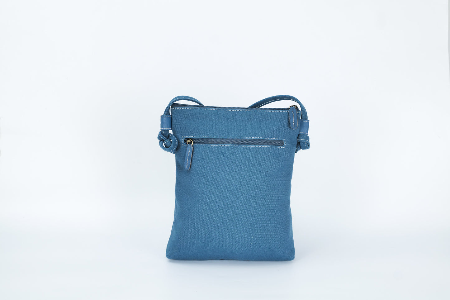 Hand Painted Leather and Canvas Shoulder Bags - Blue