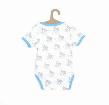 100% Soft Cotton Bio Washed Baby Romper - Blue Roos