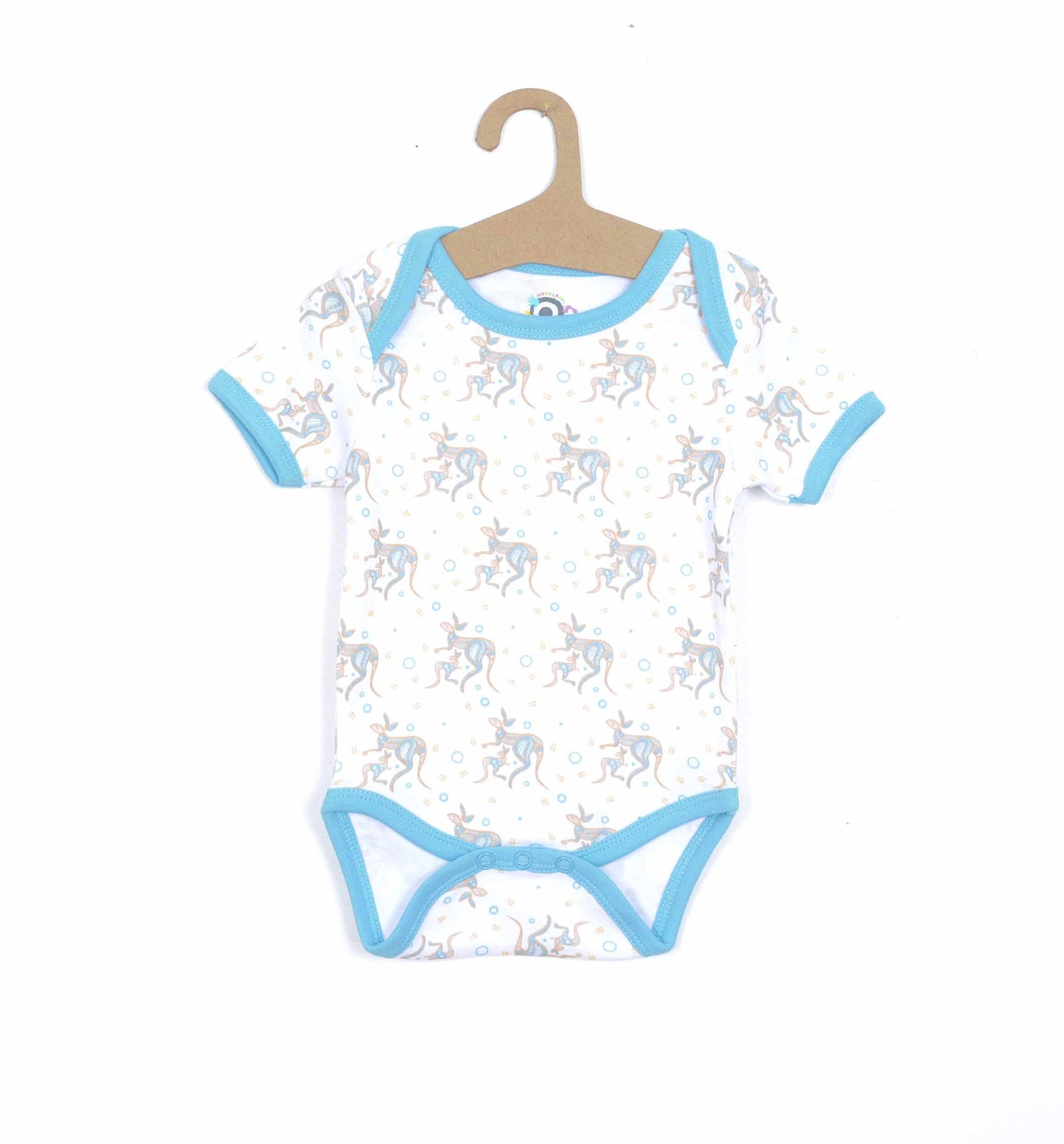 100% Soft Cotton Bio Washed Baby Romper - Blue Roos