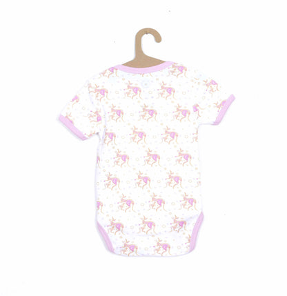 100% Soft Cotton Bio Washed Baby Romper - Pink Roos