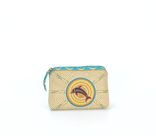 Hand Crafted and Painted Leather 'Utility Purse' - Dolphin