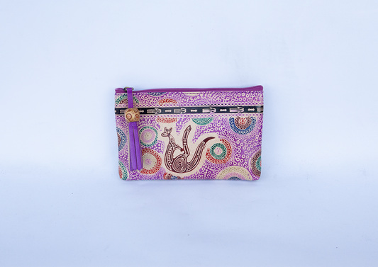 Hand-Craft and Painted Leather Vanity Case - Purple Roo