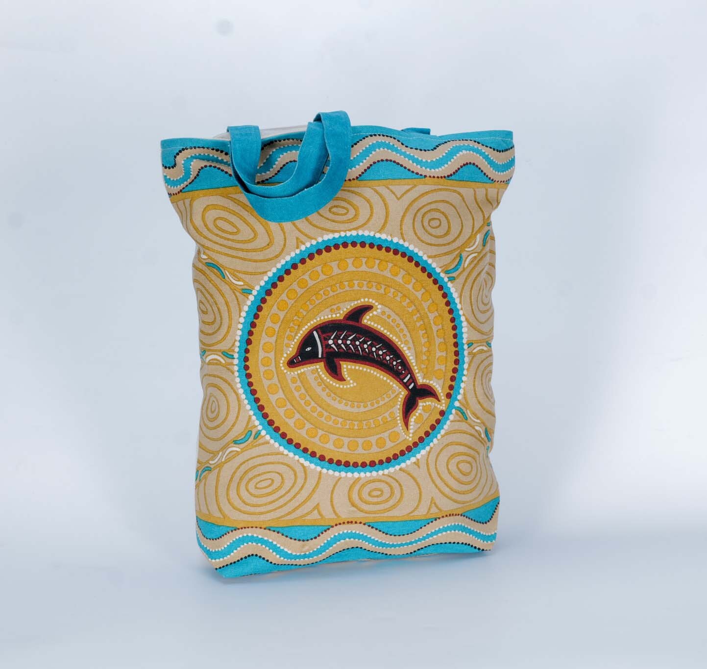 Recycled Cotton Tote Bag - Dolphin (Full Zipper Inside)