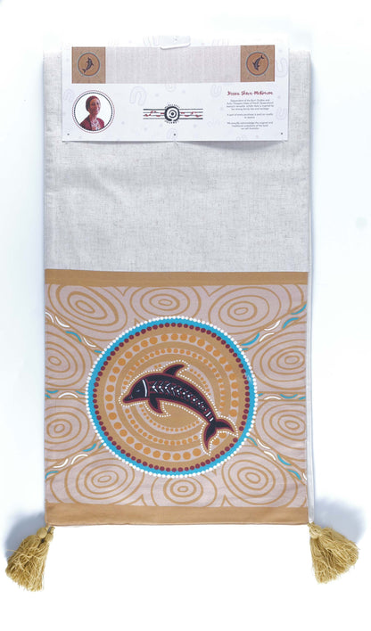 Dolphin Table Runner Blended Cotton, Linen and Polyester