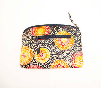 Hand Crafted and Painted Leather Utility Purse - Black Roo