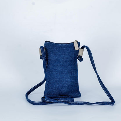 Hand-Crafted and Painted Leather and Denim Cross Body Bag - 'Weeping Willow'