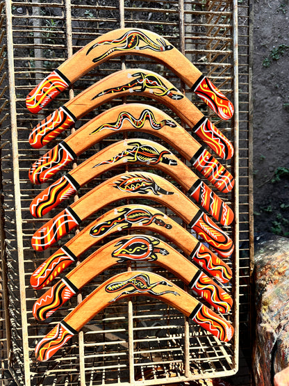 Handcrafted 16-inch Returning Boomerangs with Authentic Aboriginal Art