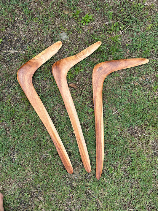 Aboriginal Artefact Hand-Carved  -Black Wattle Hook Boomerangs