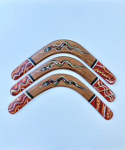 Handcrafted 16-inch Returning Boomerangs with Authentic Aboriginal Art