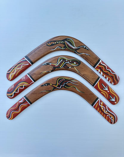 Handcrafted 16-inch Returning Boomerangs with Authentic Aboriginal Art