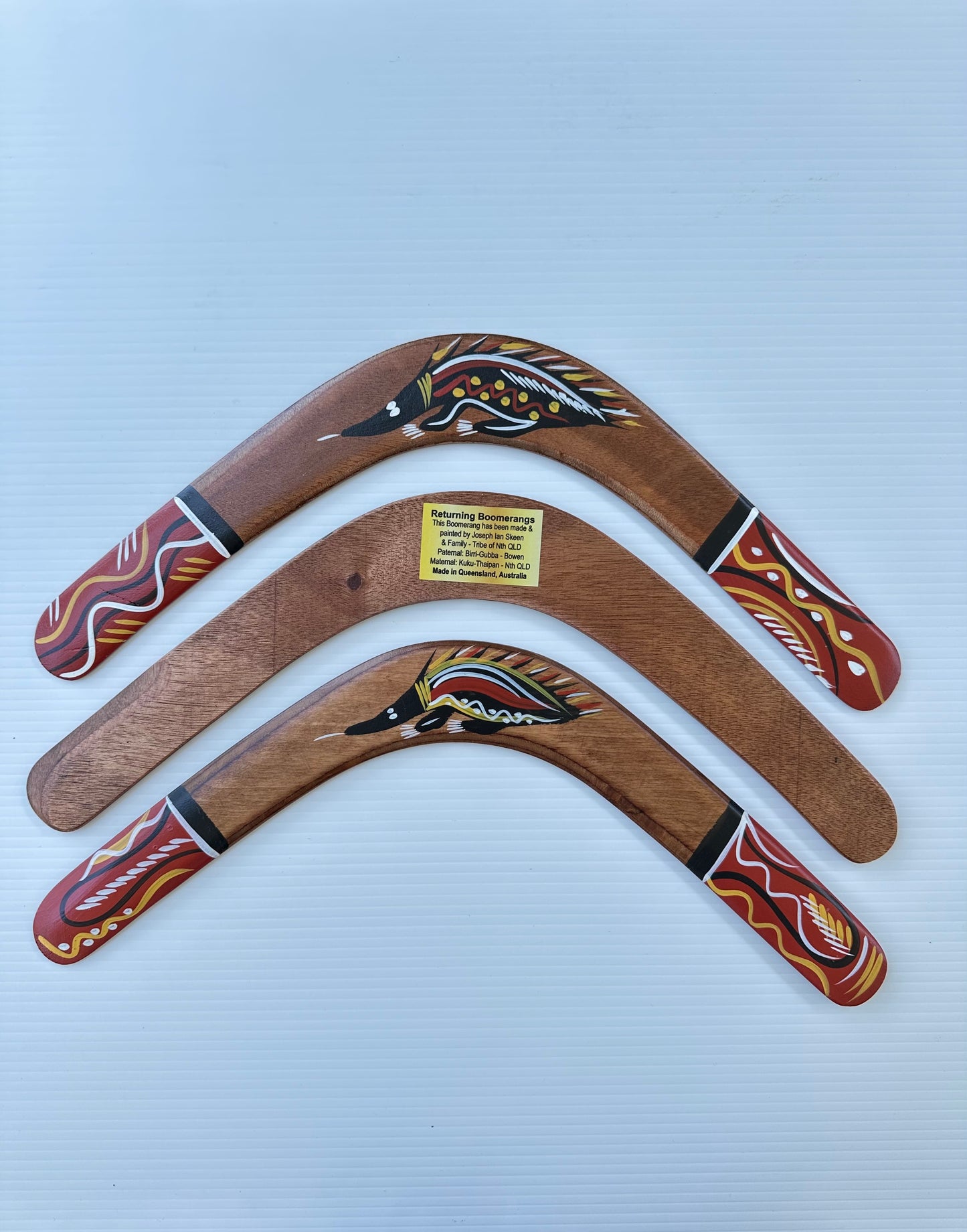 Handcrafted 16-inch Returning Boomerangs with Authentic Aboriginal Art