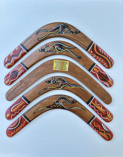 Handcrafted 16-inch Returning Boomerangs with Authentic Aboriginal Art